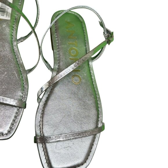 Antonio Melani Silver Strappy Flat Sandals | Metallic Minimalist | Size … - Picture 5 of 5